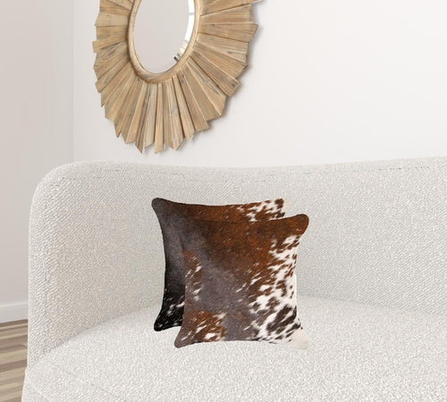 Salt and Pepper Cowhide Pillow 2 Pack