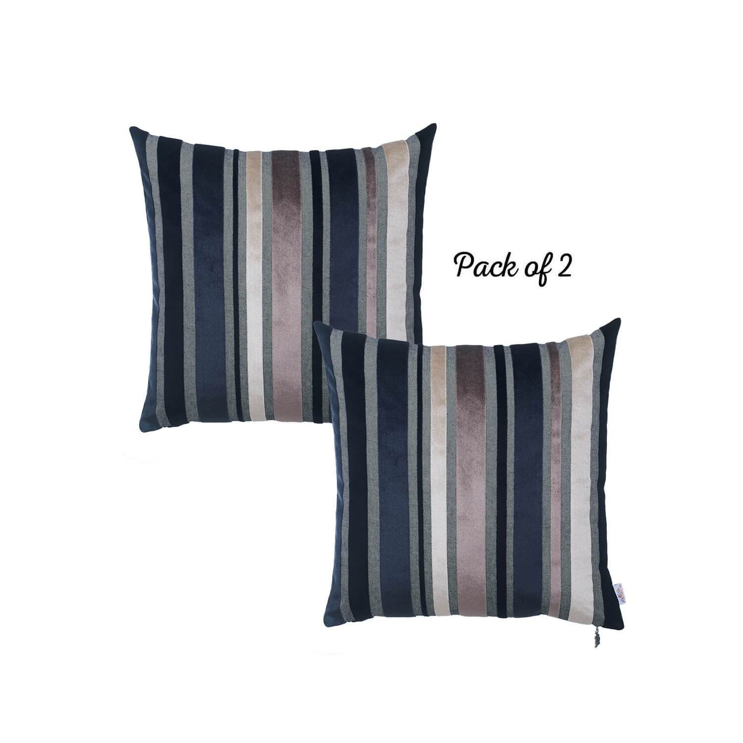 Set of 2 Midnight Variegated Stripe Decorative Pillow Covers