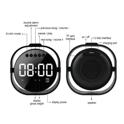LED Mirror Alarm Clock Portable Bluetooth Speaker