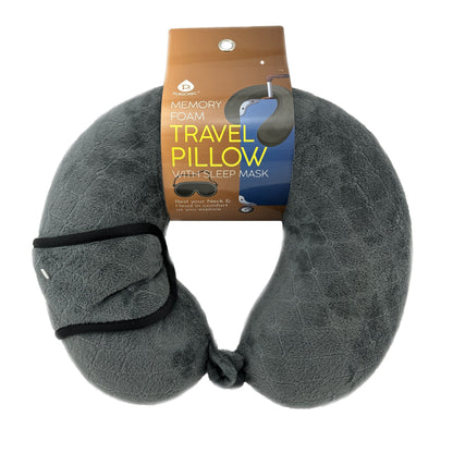 Memory foam travel pillow and sleep mask