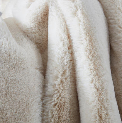 Cassilda Luxury Beige Chinchilla Faux Fur Throw Blanket