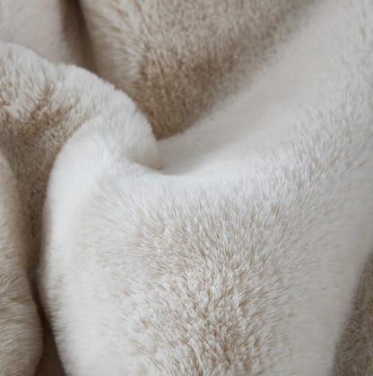 Cassilda Luxury Beige Chinchilla Faux Fur Throw Blanket