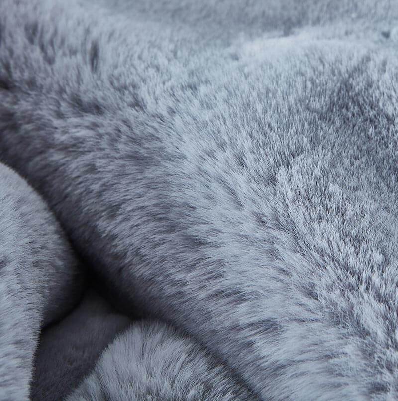 Cassilda Luxury Grey Chinchilla Faux Fur Throw Blanket