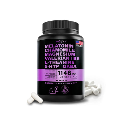 Melatonin Capsule Supplement - Helps relieve stress and anxiety, deep