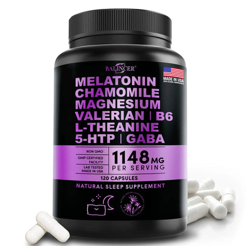 Melatonin Capsule Supplement - Helps relieve stress and anxiety, deep