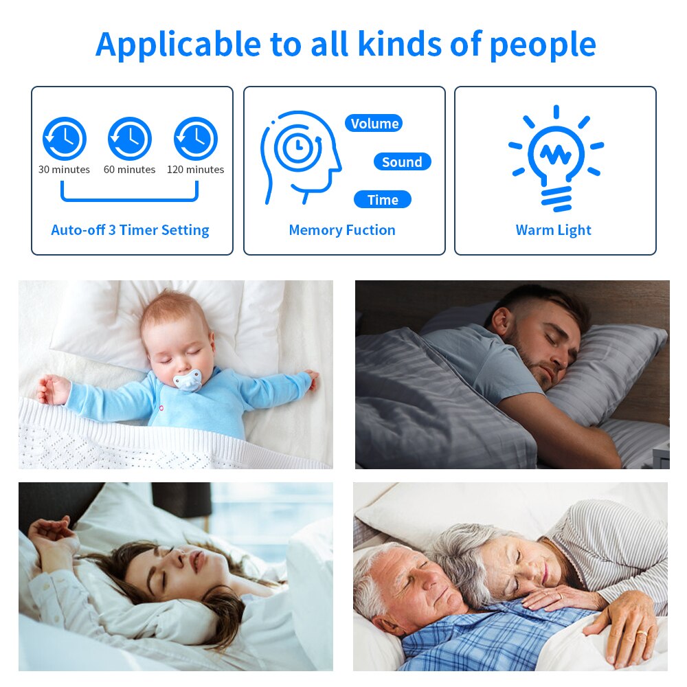 Sound Therapy Sleep Machine 39 Soothing Sounds Warm Night Light For