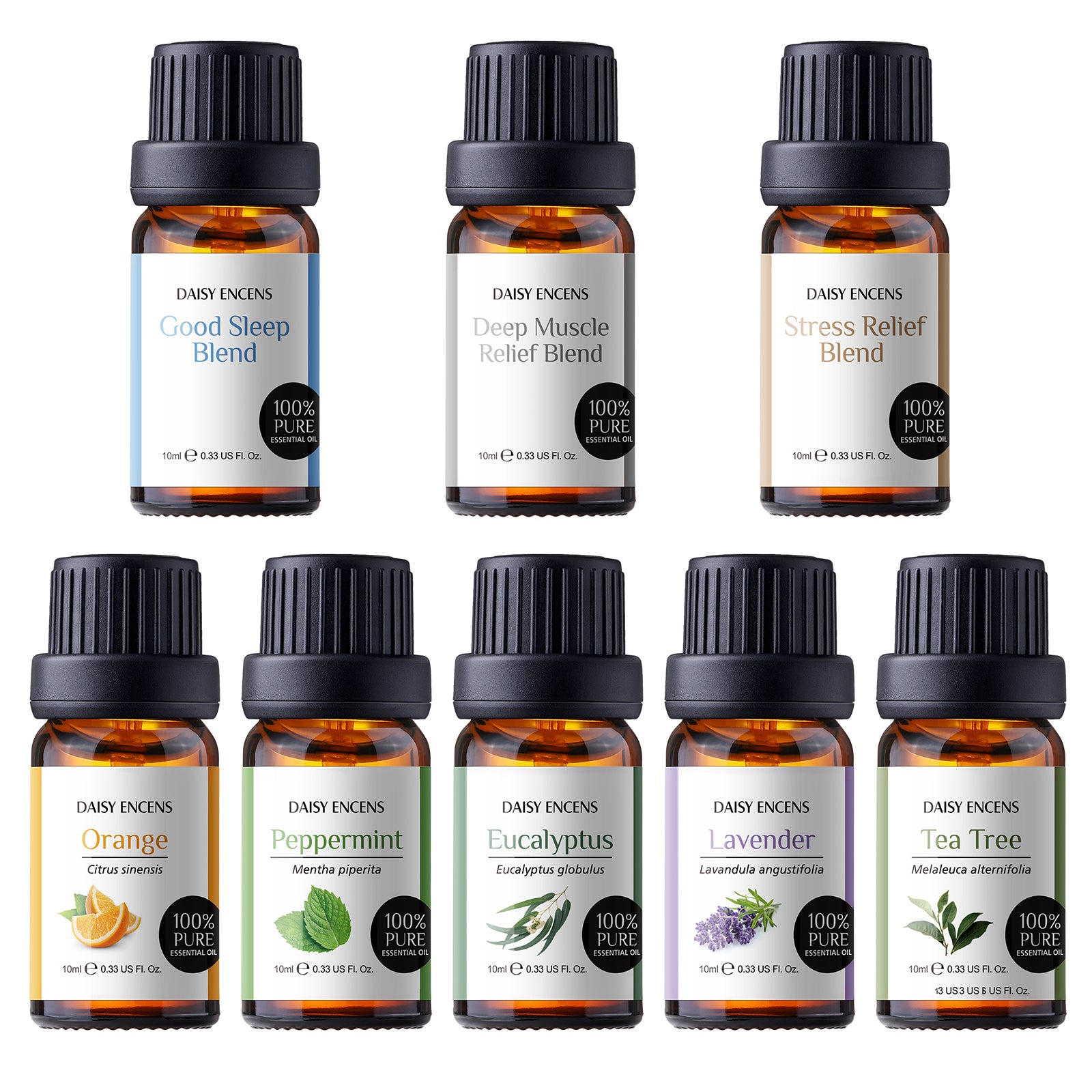 set of 8 pure essential oils