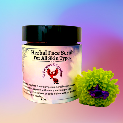 Organic Herbal Salt Face Scrub for all skin types- 4 Oz.
