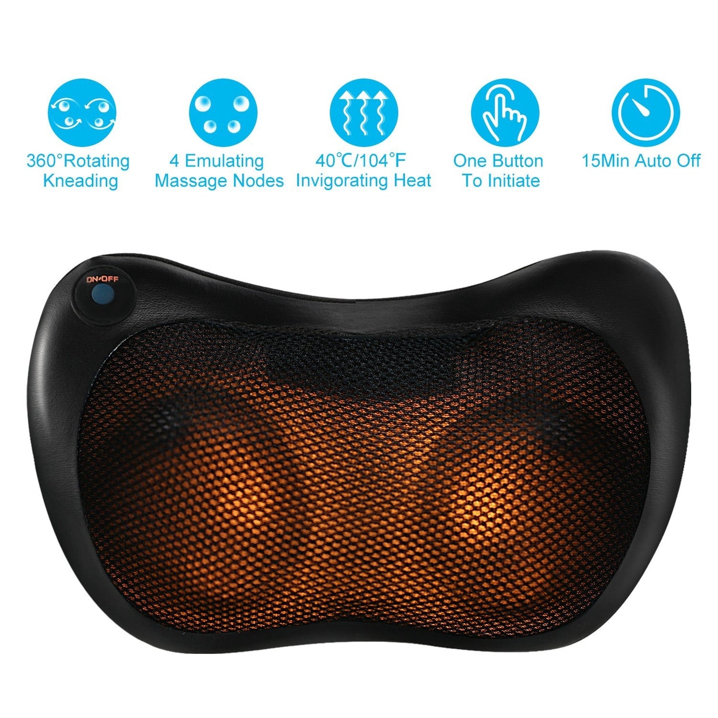 Back Neck Massage Pillow Kneading Massager In-Car Thermotherapy
