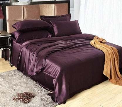 25 Momme Luxury Seamless 4pcs Pure Mulberry Silk Bedding Set with 1